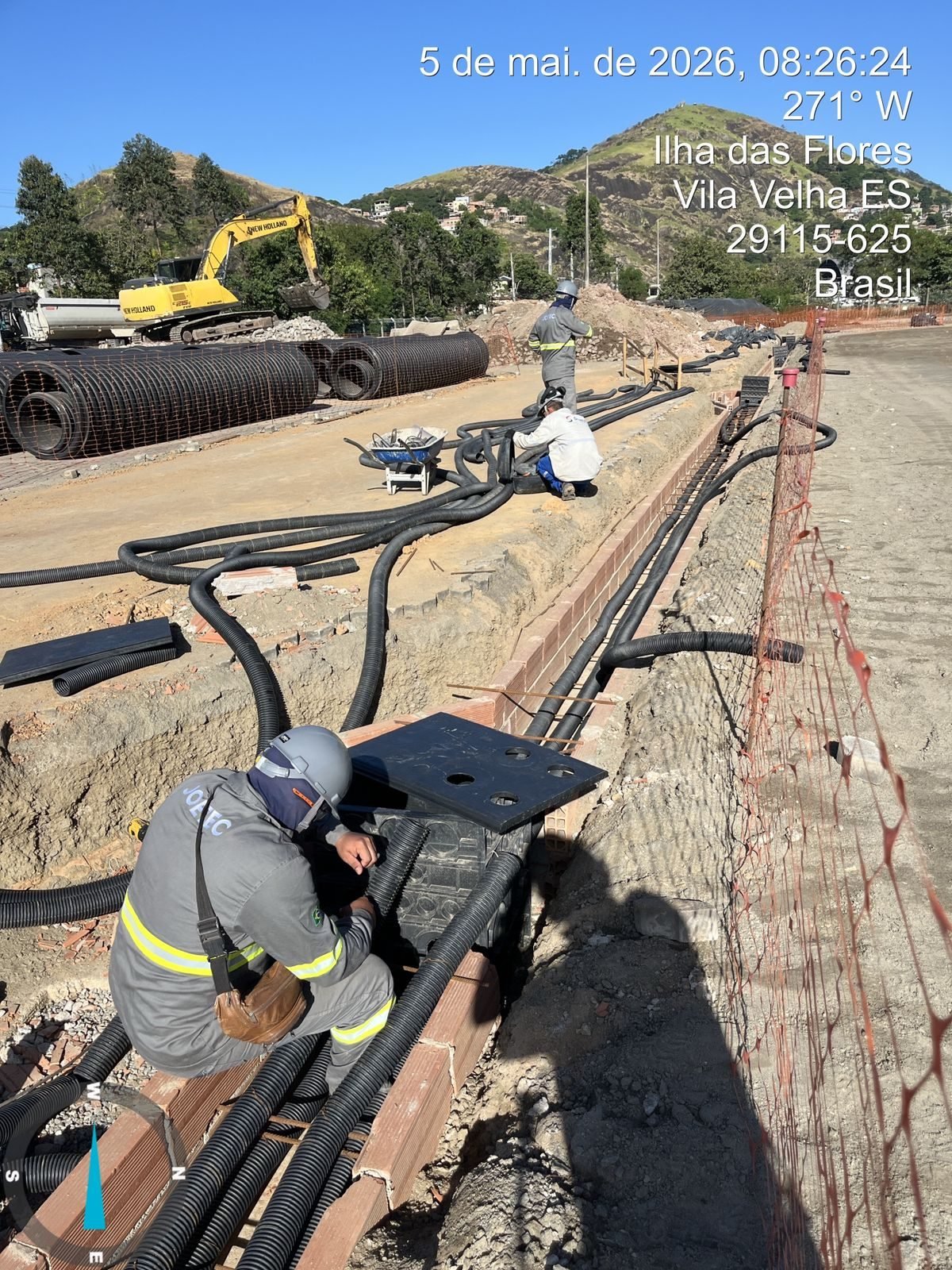 Lançamento de cabos em infraestrutura